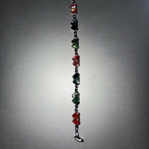 Elegant multicolor Stone Bracelet with Silver Chain